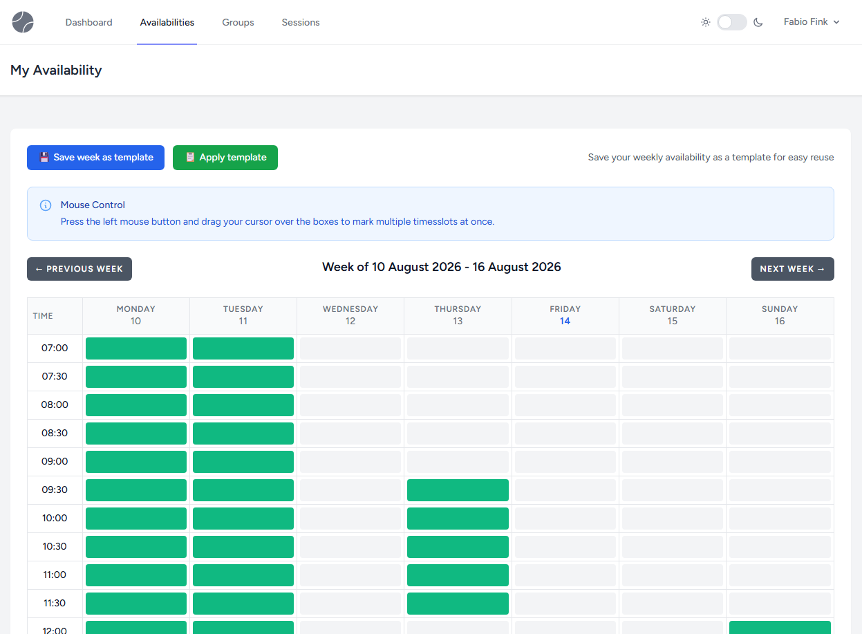 Availability slot planner